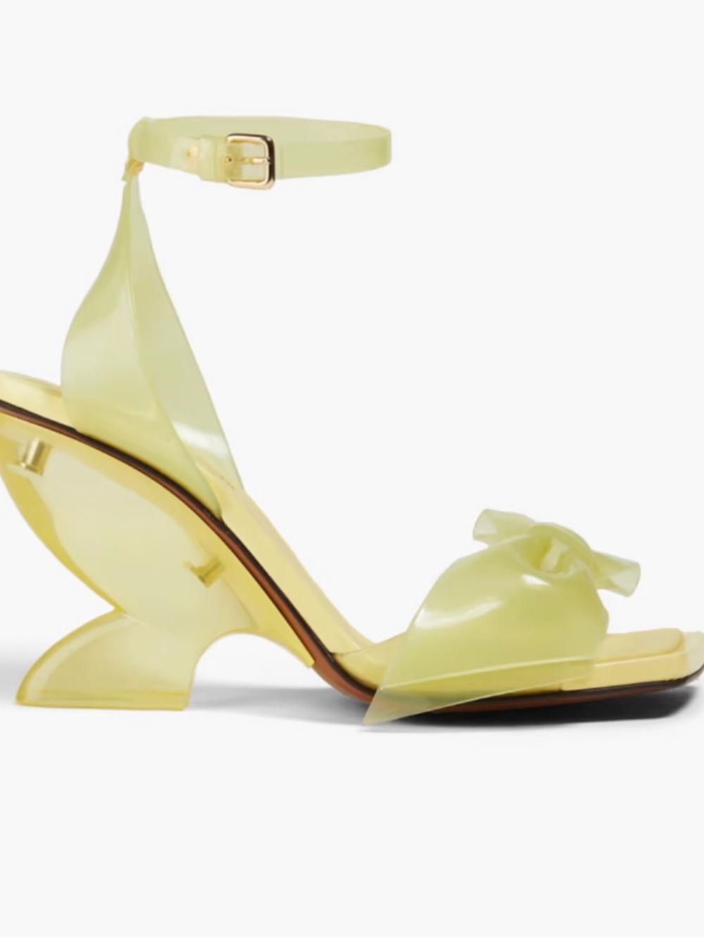 Zimmermann Lemon Yellow Sculptural Block-Heel Sandals with Bow